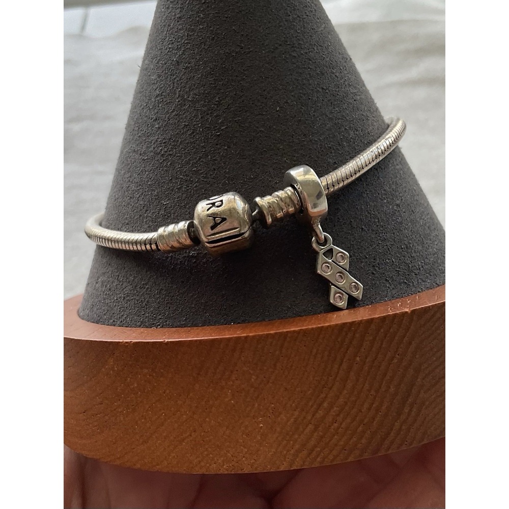 Pandora ALE 925 Sterling Silver Bracelet Breast Cancer Awareness Ribbon Charm